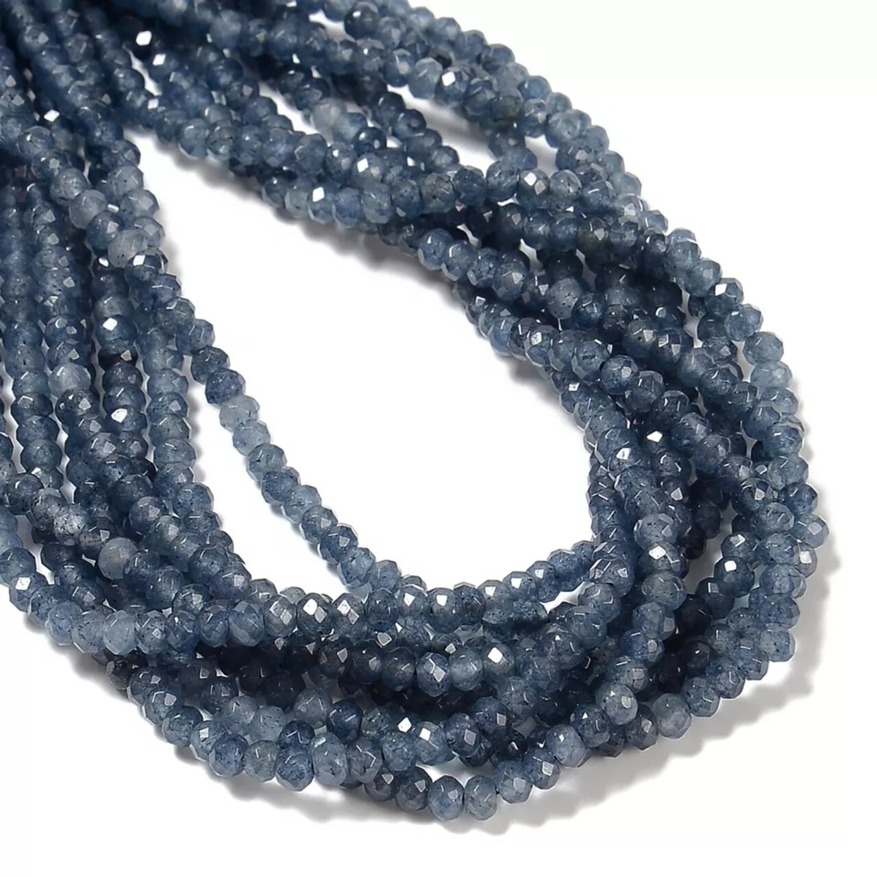 Sapphire Color Dyed Jade Faceted Rondelle Beads Size 3x4mm 14'' Strand